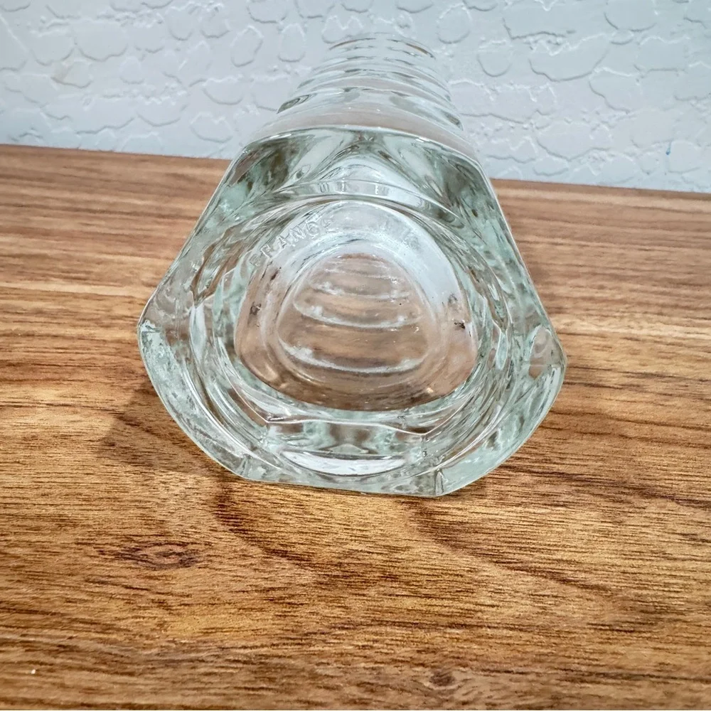 Vintage Clear Heavy Glass Tumbler Vase 6.5” Geometric Triangular French